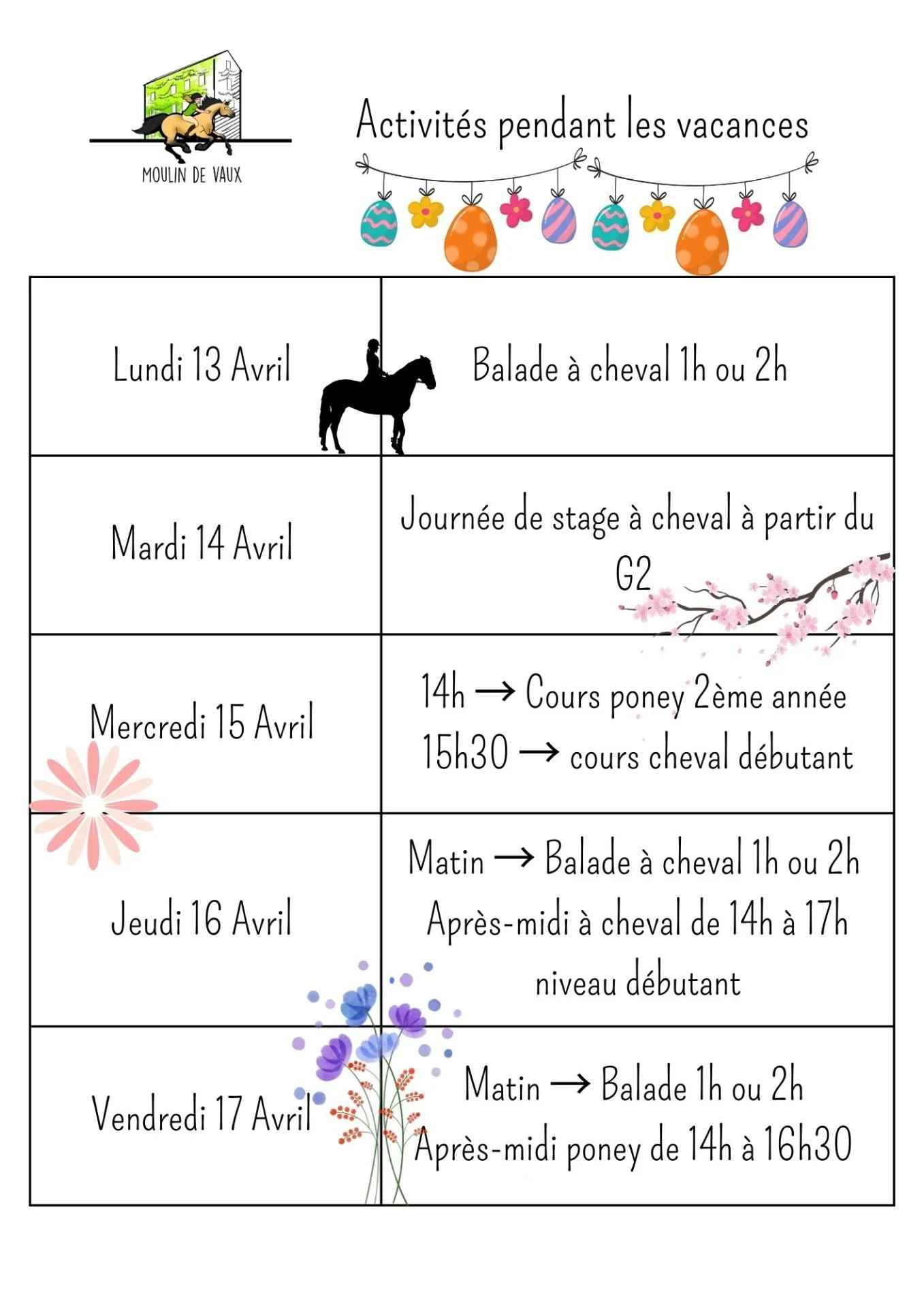 Vacances de printemps 2